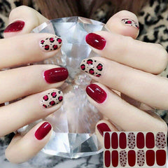 1 Pcs Full Cover Wraps Nail Polish Stickers Leopard Glitter Manicure Tip