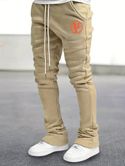 Men's V Pattern Drawstring Flare Pants