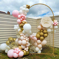 Double Cream Peach Maca Pink Golden Balloon Garland Arch Set