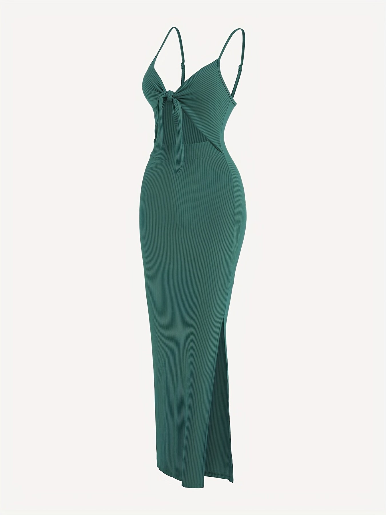 Sexy Ribbed Maxi Dress with Side Split