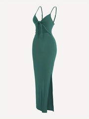 Sexy Ribbed Maxi Dress with Side Split