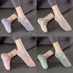 2pcs Non Slip Yoga Socks With Grips Barefoot Workout Fitness Pilates Socks