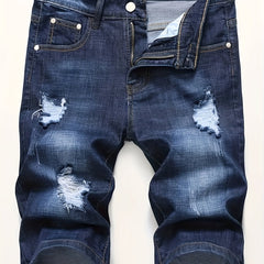 Men's Slim Fit Ripped Denim Shorts Distressed Street Style Summer Shorts