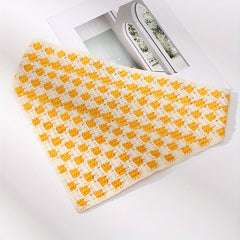 Checkered Crochet Bandana Plaid Triangle Headband Women's Knitted Hair Band
