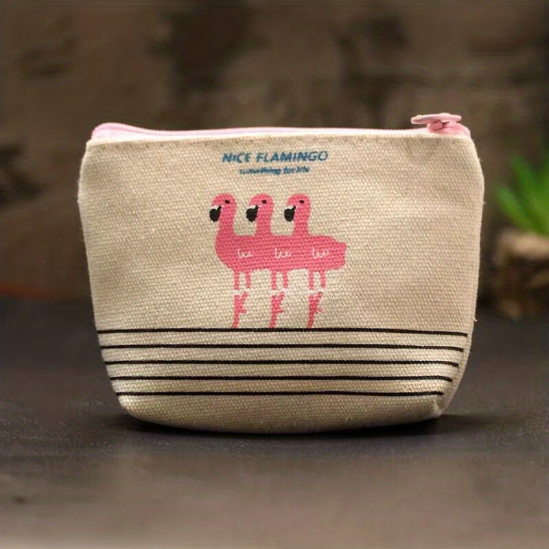 Cartoon Coin Purse Canvas Wallet Women's Foldable Key Bag