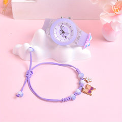 Silicone Butterfly Strap Girls' Watch Set