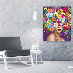 Flower Woman Canvas Painting Frameless Decorative Wall Art Picture