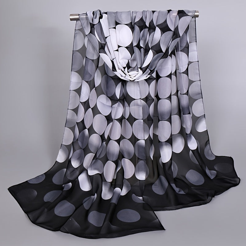 Print Silk Scarf Chiffon Shawl Lady Women Scarves Circle Dot