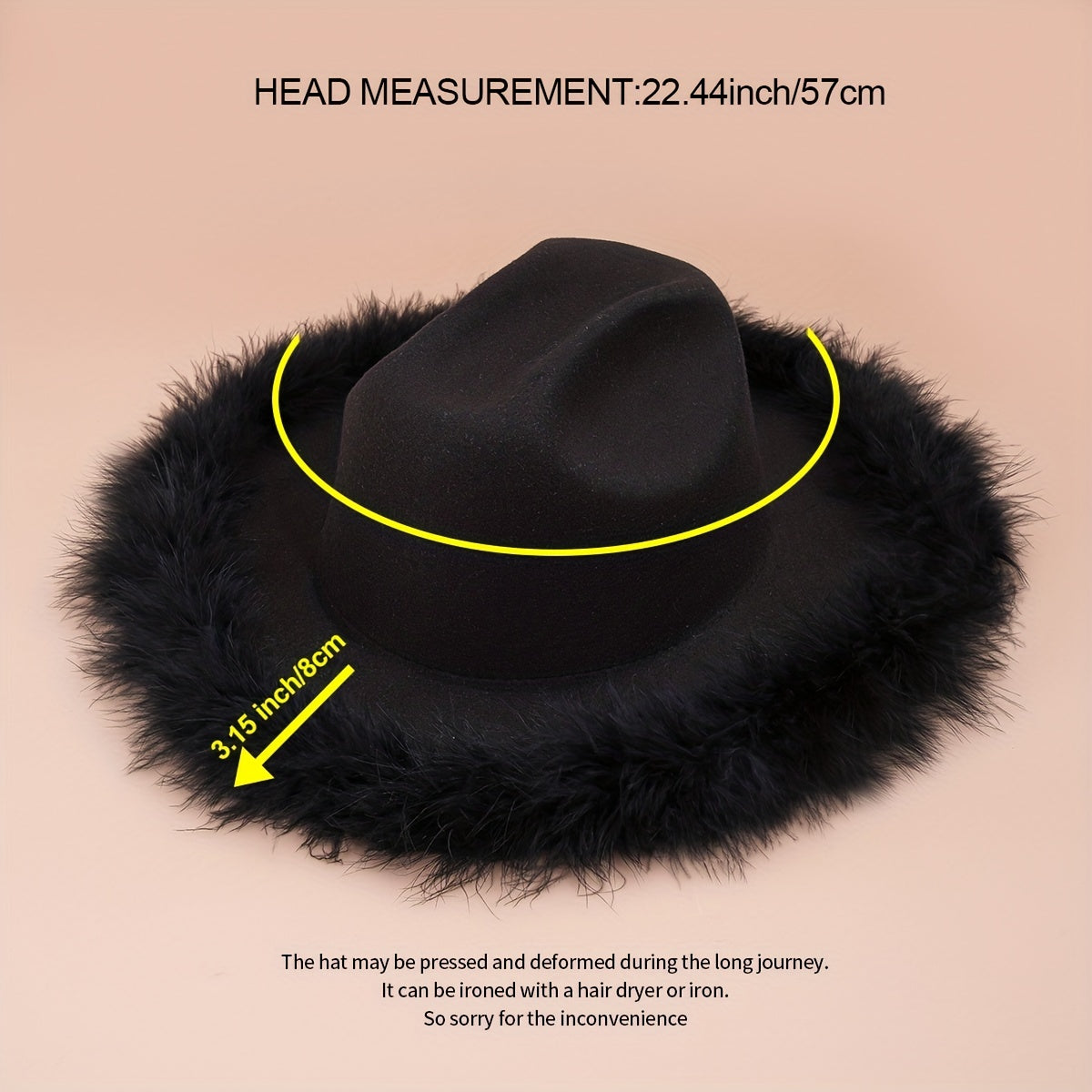Feather Brim Cowgirl Hat Outdoor Sun Fedora Cap