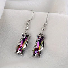Men's Geometric Stud Earrings with Colorful Zircon Inlay, Alloy Plating Style