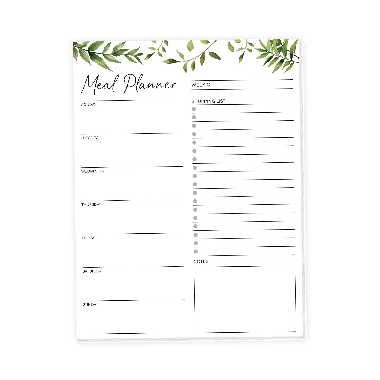 Trees Magnetic Weekly Meal Planner 52 Tear Off Sheets