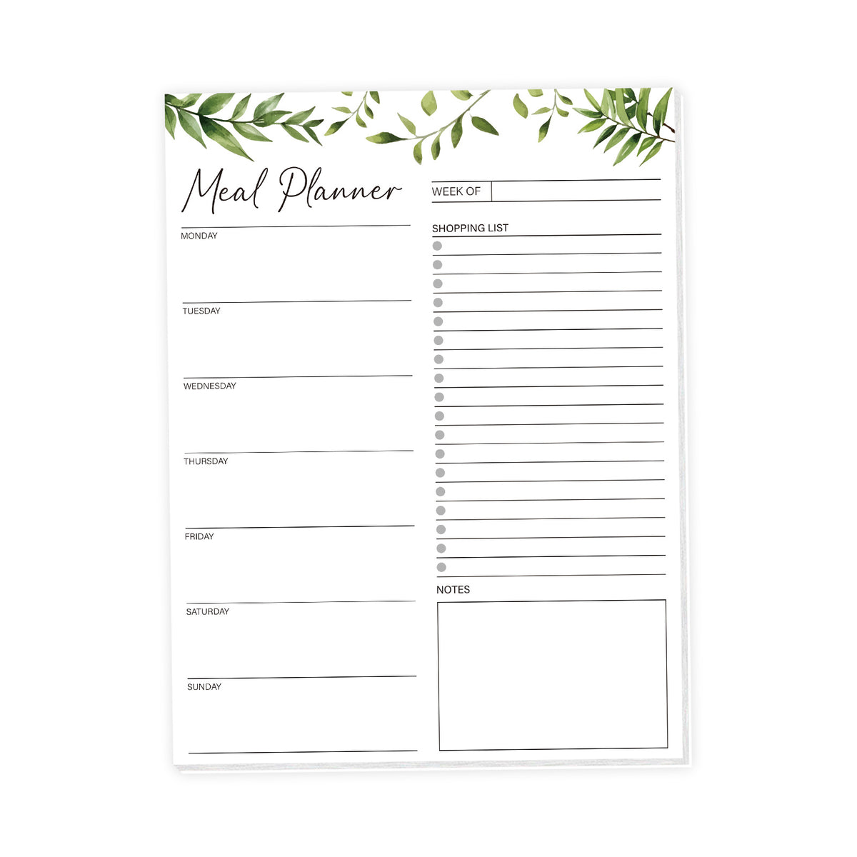 Trees Magnetic Weekly Meal Planner 52 Tear Off Sheets