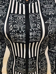 Striped Zip Up Slim Jumpsuit Long Sleeve Women's Clothing