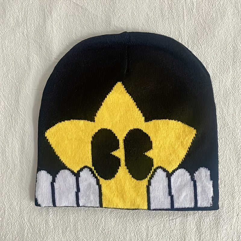 Cartoon Star Jacquard Beanie Warm Knitted Hat Unisex