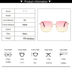 Vintage Oversize Square Sunglasses UV Protection Gradient Lens