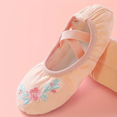 Pink Embroidered Dance Shoes for Girls - Ballet & Gymnastics