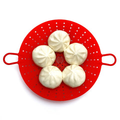Red Silicone Vegetable And Food Steamer Basket Kitchen Item