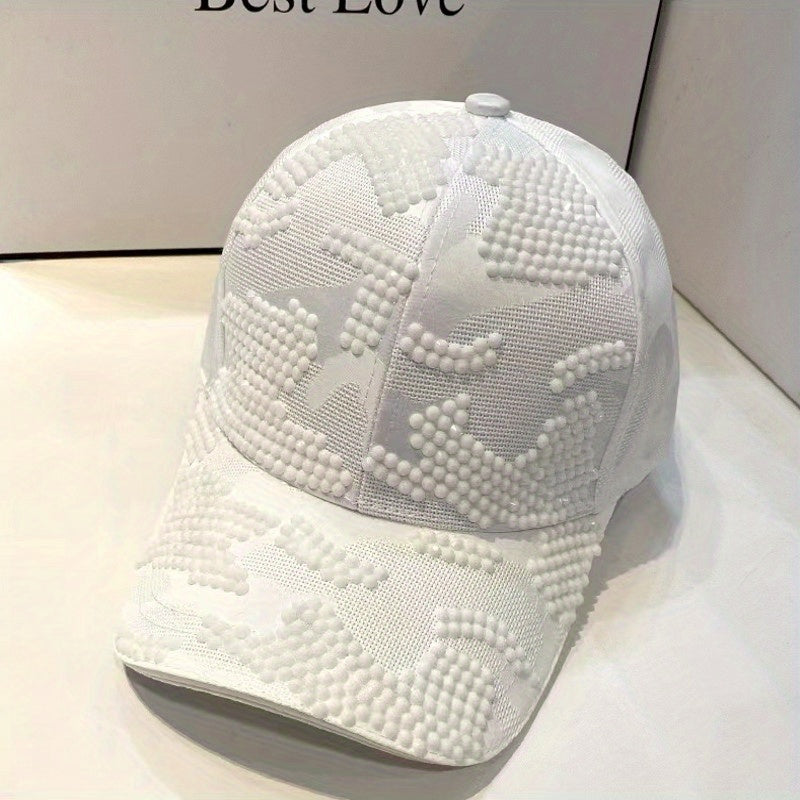 Rhinestone Decor Adjustable Baseball Cap Solid Cotton Sunscreen Dad Hats