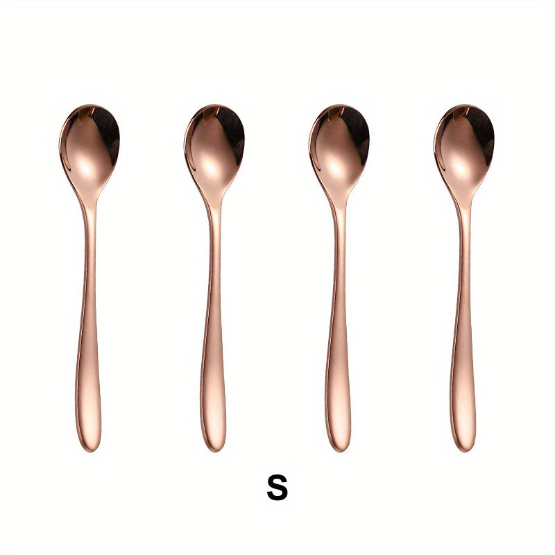 4pcs Stainless Steel Dessert Spoon Modern Stirring Reusable Ice Cream Spoon