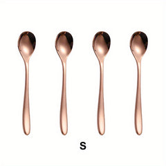 4pcs Stainless Steel Dessert Spoon Modern Stirring Reusable Ice Cream Spoon