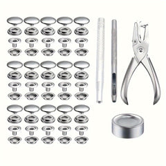 50pcs Stainless Steel Snap Fastener Kit with Pliers - Heavy Duty Snap Button
