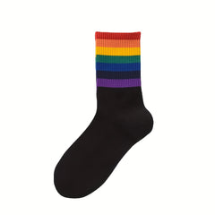 Rainbow Striped Socks Soft & Comfy Mid Tube Women's Stockings