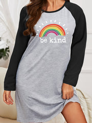  Rainbow Print Raglan Sleeve Tee Sleep Dress