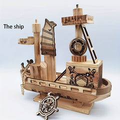 Wooden Motor Boat Model Office Ornaments