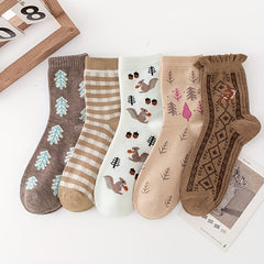 10 Pairs Cartoon Print Socks Women's Stockings
