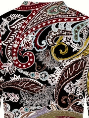  Boho Paisley Print Open Front Cardigan