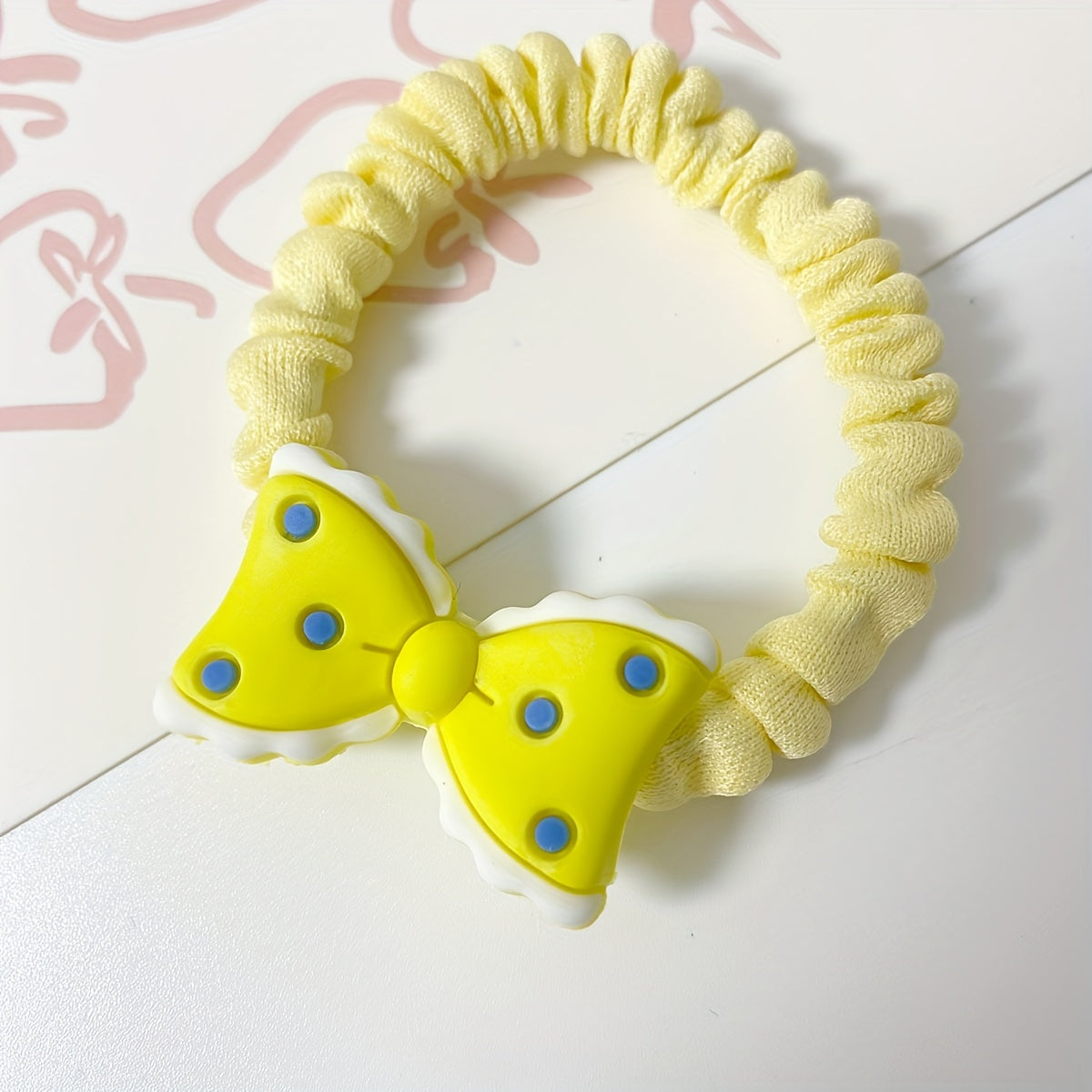 6pcs Candy Scrunchies Bow Hair Tie for Girls