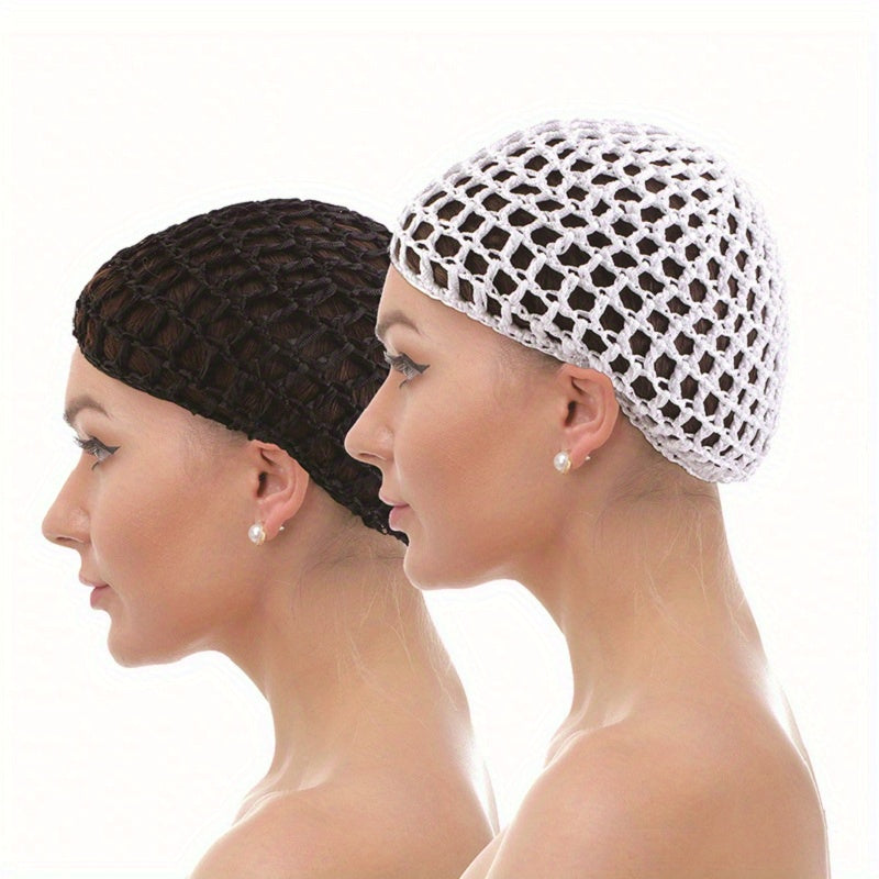 2pcs Crochet Hair Net Hollow Out Sleeping Hat Hair Protective Accessories