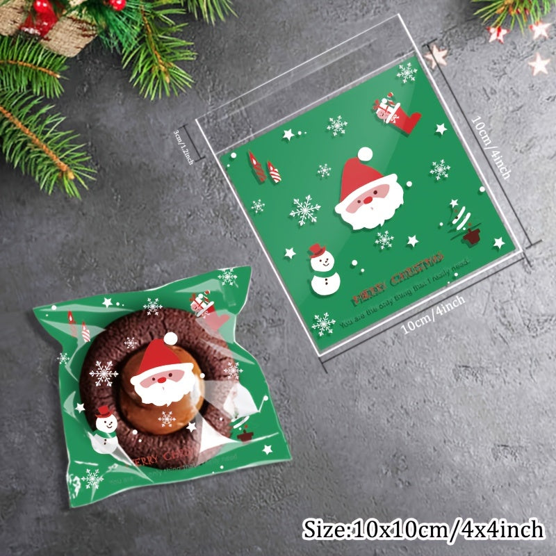 100pcs Santa Claus Pattern Gift Bag for Christmas Celebration