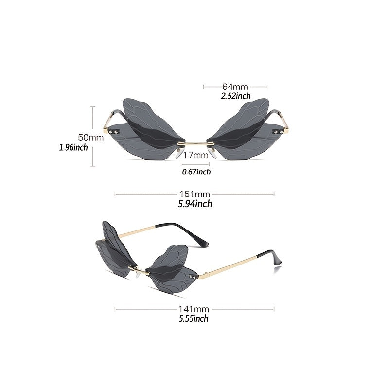 Dragonfly Wings Sunglasses Gradient Lens Funny Catwalk Steampunk