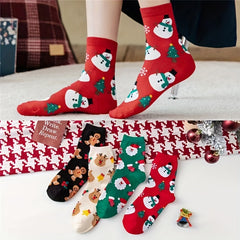 4 Pairs Christmas Print Socks Women's Stockings
