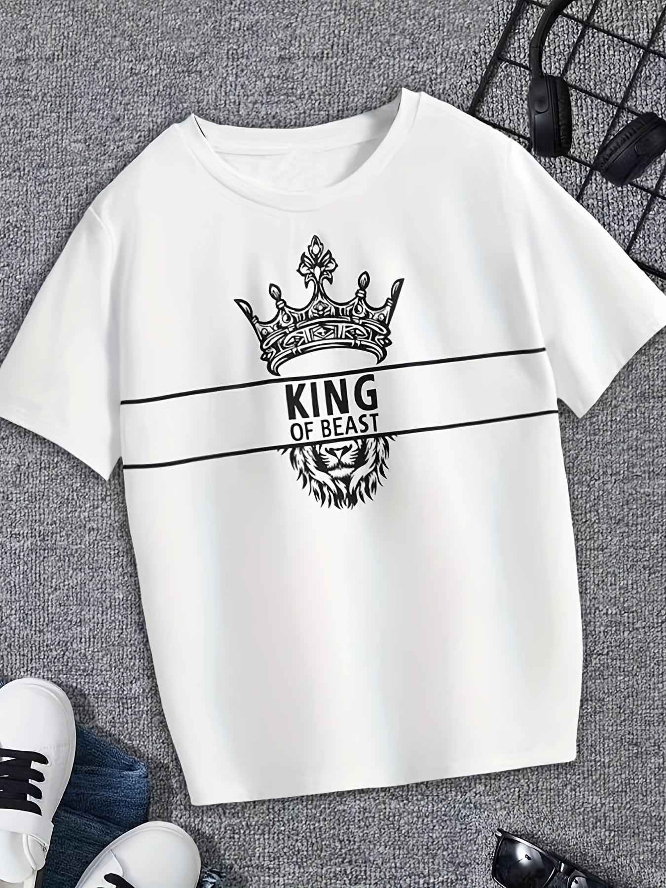 Baby Boys Lion Cartoon T Shirt Crew Neck Tee Top