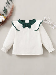 2pcs Girls Ruffled Top & Trousers Set