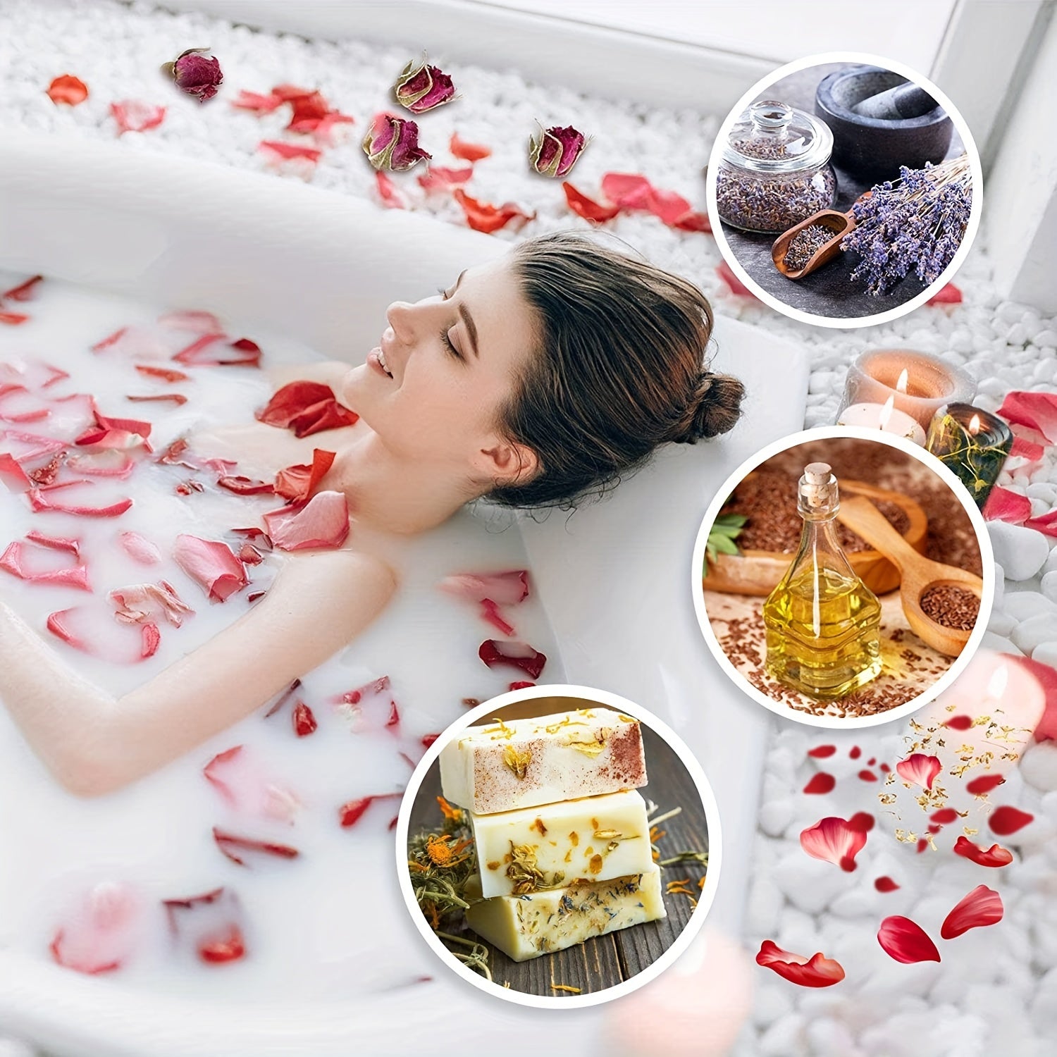 9 Bags Dried Flowers Natural DIY Candle Bath Kit Rose Petals Lavender