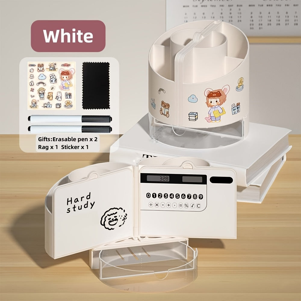 Double Pen Holder Storage Box with Light Energy Calculator