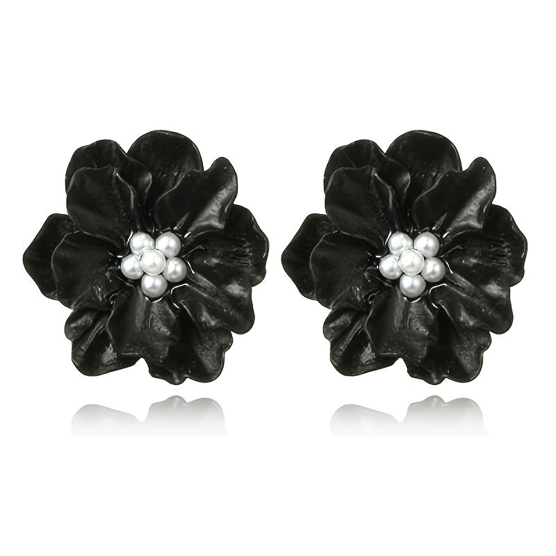 Camellia Flower Stud Earrings Women's Jewelry 1Pair