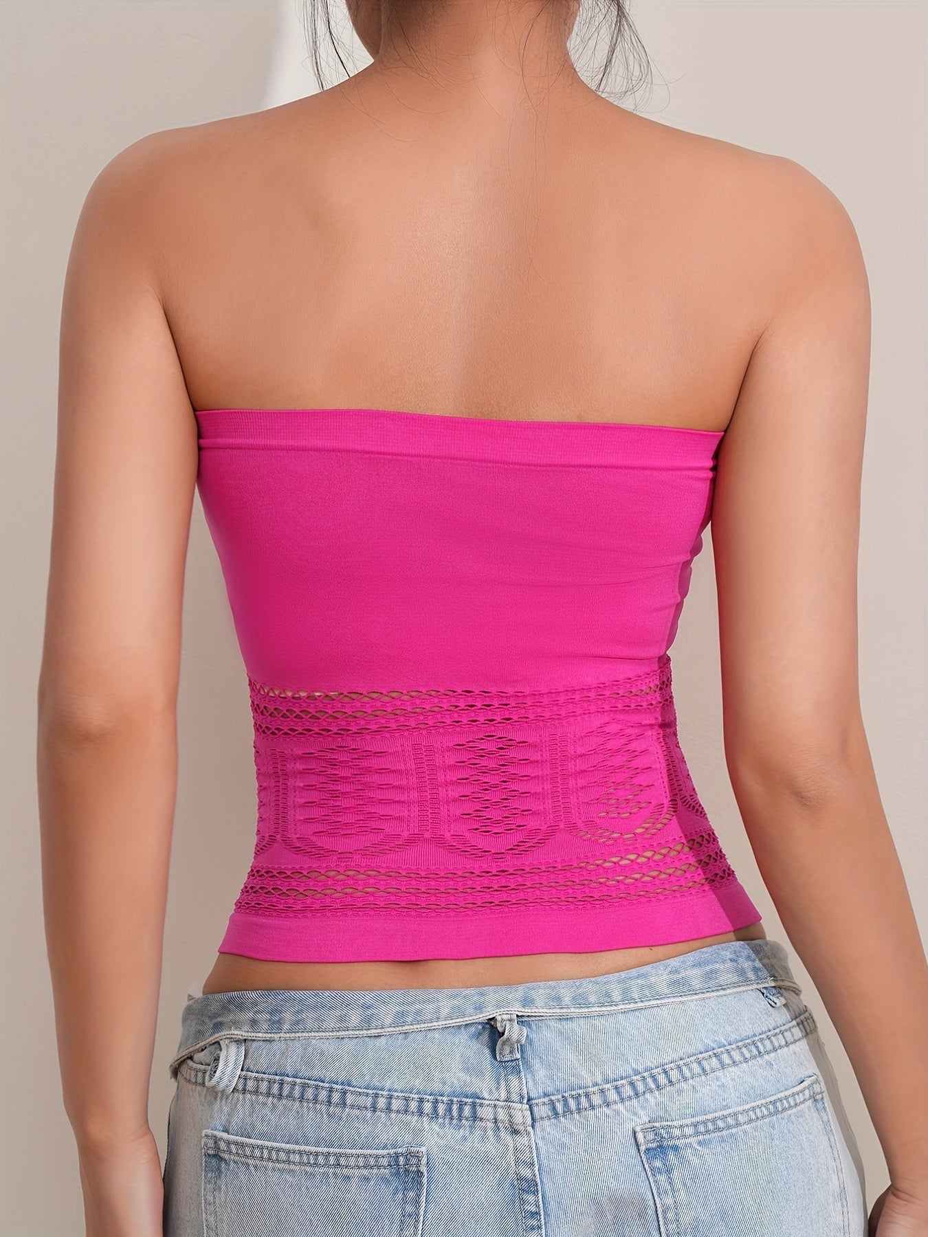 Strapless Tube Tops Hollow Out Slim Fit Lingerie Set
