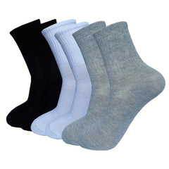 6 Pairs Striped Crew Socks Comfy & Breathable Sports Socks Women's Stockings