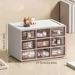 Plastic Cartoon Storage Box Desktop Organizer Nine Grids Keep Desk Tidy