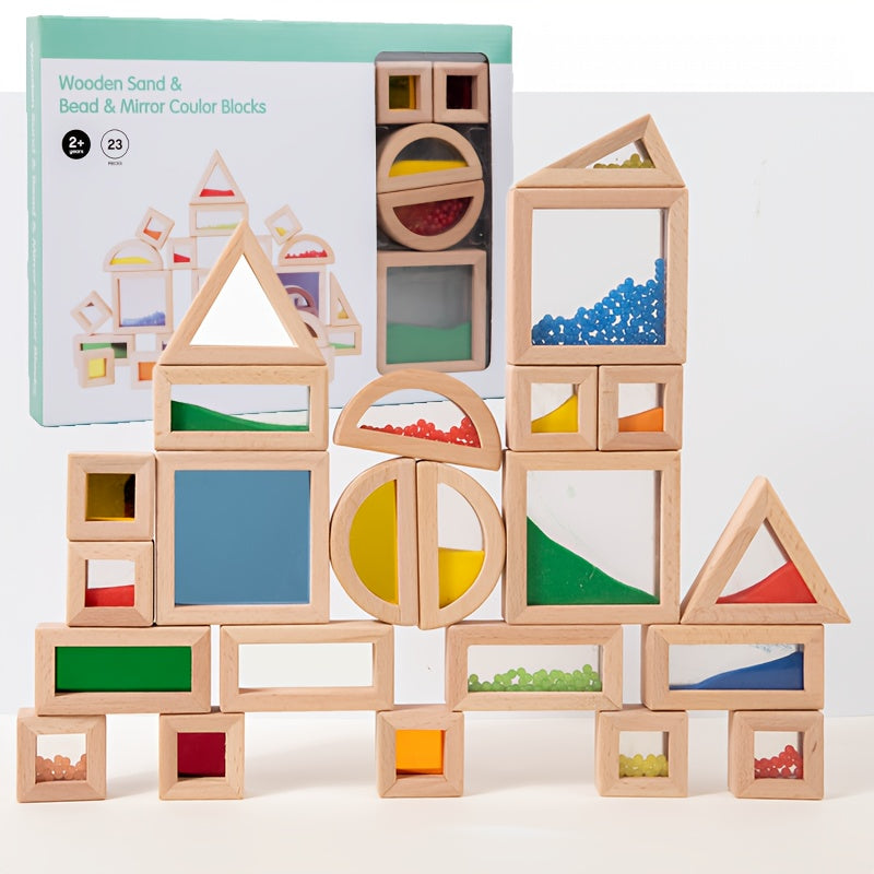 23pcs Acrylic Sensory Building Blocks Transparent Smooth Touch Exploration Toy