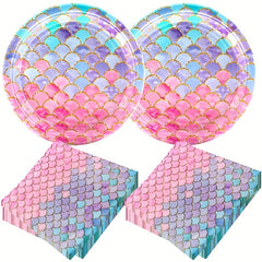 Ocean Mermaid Theme Party Dinnerware Dessert Buffet Cake Lunch Dinner Plates