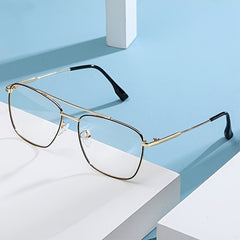 Vintage Metal Double Beam Anti Light Glasses Frame Men's Eyeglasses