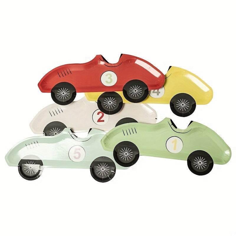 10pcs Race Car Shape Paper Plates Racing Car Party Supplies For Boys