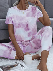 Tie Dye Lounge Set Short Sleeve Top & Pants