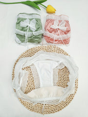 3pcs Mesh Stitching Bow Briefs Comfy & Breathable Underwear