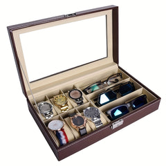 Brown Sunroof Watch Storage Box With Lock